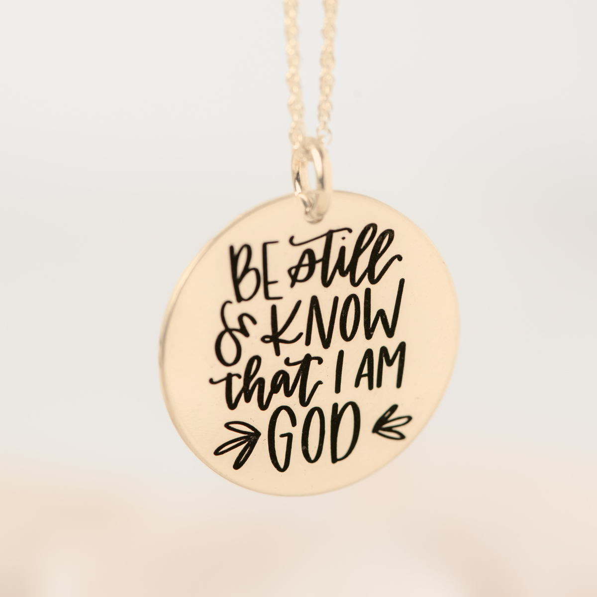 14k Gold Be Still and Know I am God Pendant Necklace | Psalm 46:10