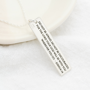 Be Strong & Courageous Sterling Silver Double Sided Necklace | Joshua 1:9