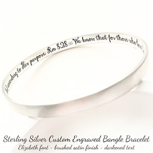 Sterling Silver Custom Engraved Personalized Bangle Bracelet