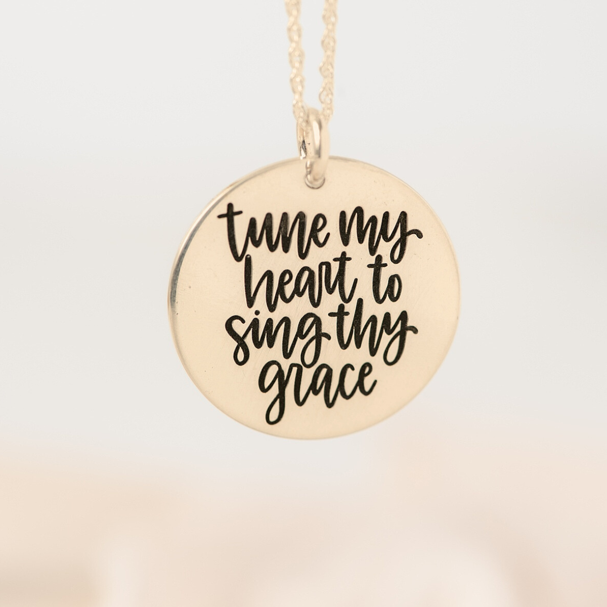 14k Gold Tune My Heart to Sing Thy Grace Pendant Necklace