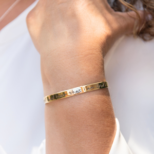Custom Engraved 14k Gold Personalized Cuff Bracelet | 1/4" Wide