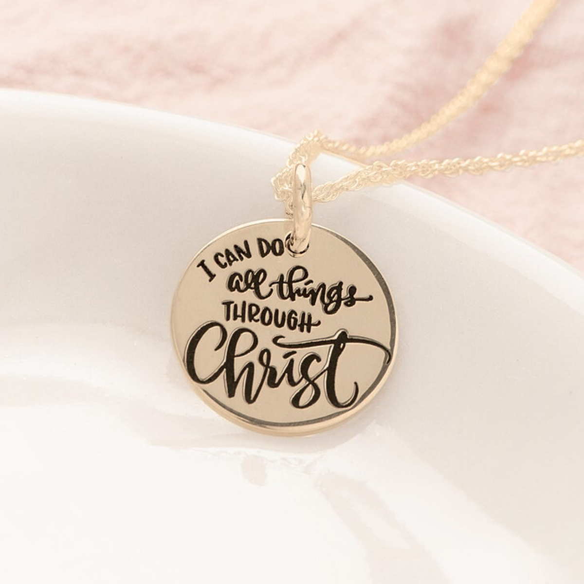 14k Gold I Can Do All Things Through Christ Pendant Necklace | Philippians 4:13
