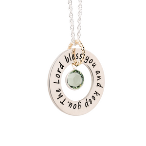 Sterling Silver Birthstone Washer Necklace | Choose Your Verse