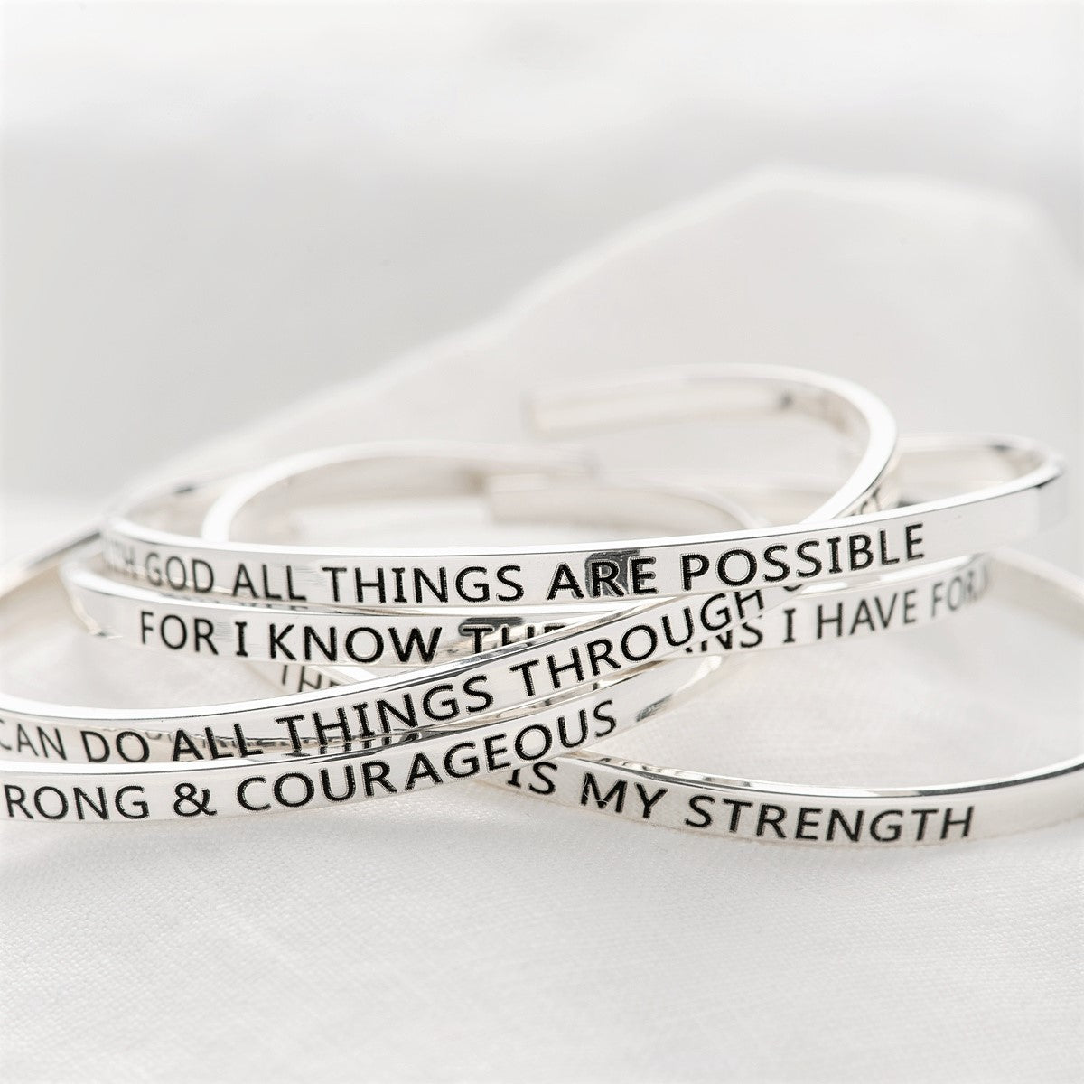 Sterling Silver Skinny Stacking Cuff Bracelet | Choose Your Verse