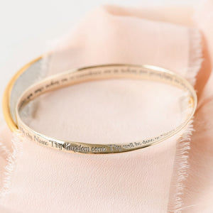 The Lord's Prayer Mobius Bangle Bracelet | Sterling Silver or 14k Gold
