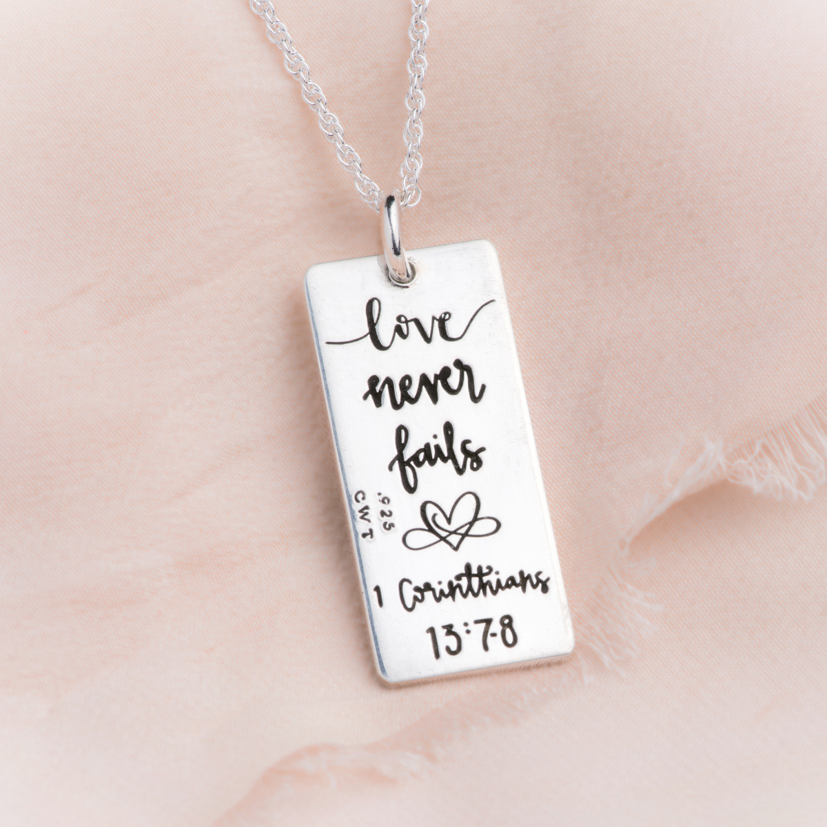 Sterling Silver 1 Corinthians 13 Pendant Necklace | Love Always Protects