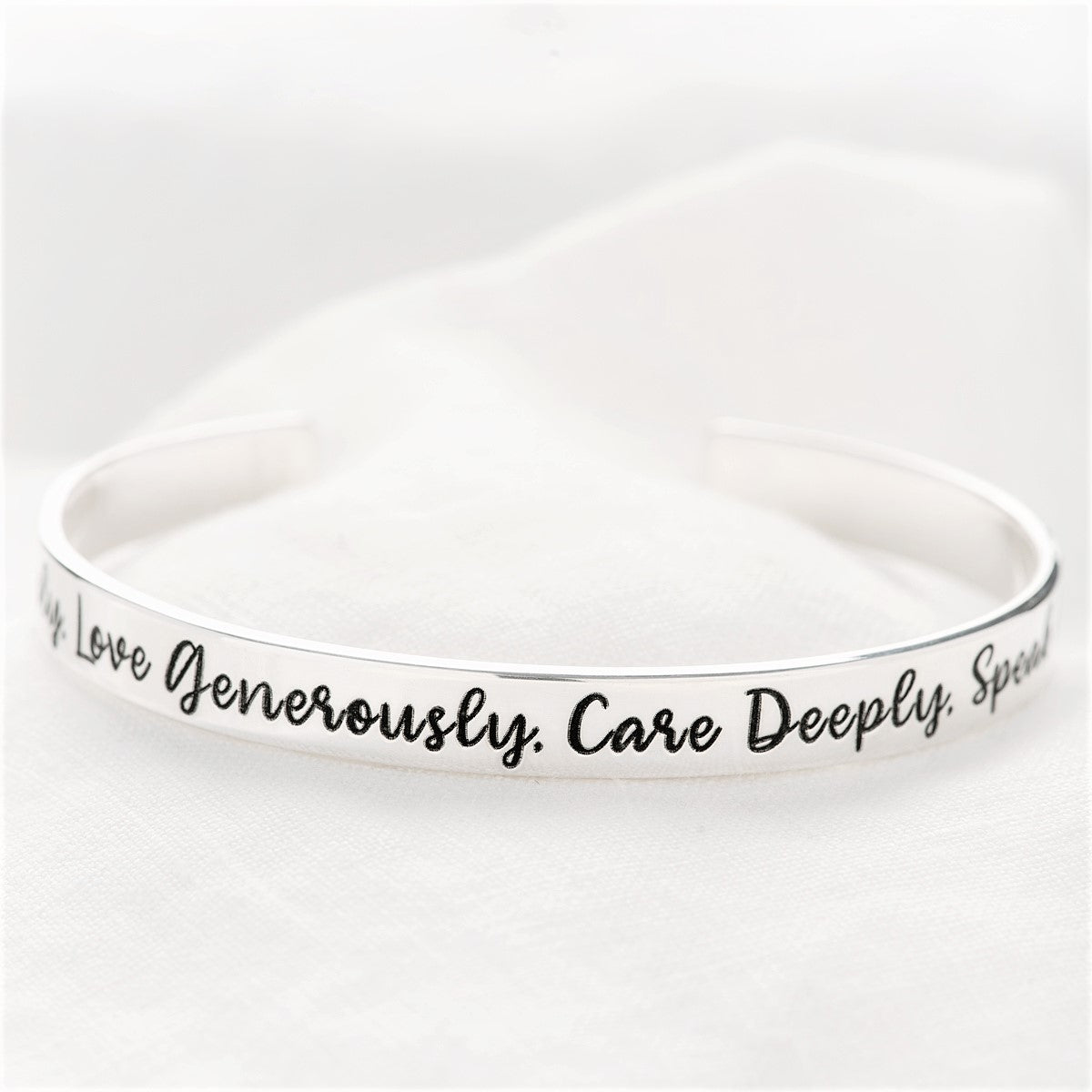 Live Simply, Love Generously, Care Deeply, Speak Kindly...and Leave the Rest to God Cuff Bracelet | Sterling Silver or 14k Gold
