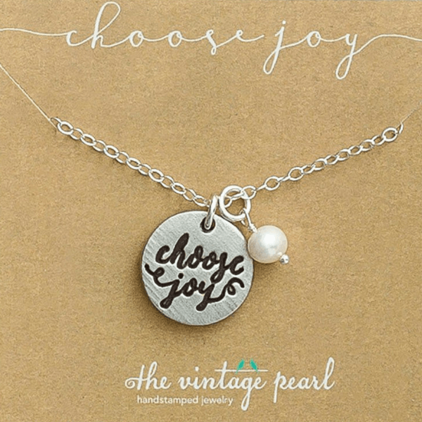 Choose Joy Calligraphy Fine Pewter Necklace | The Vintage Pearl