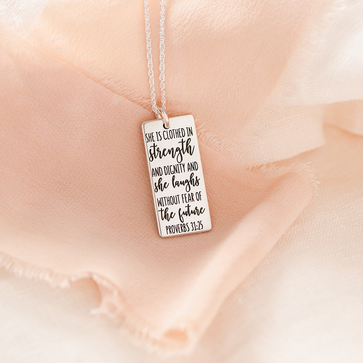 Sterling Silver Strength & Dignity Pendant Necklace | Proverbs 31