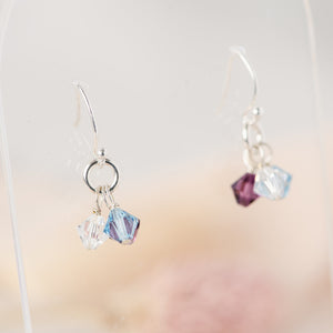 Sterling Silver & Swarovski Crystal Custom Birthstone Dangle Earrings