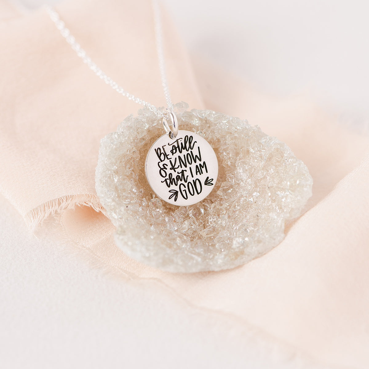 Sterling Silver Psalm 46:10 Pendant Necklace | Be Still & Know
