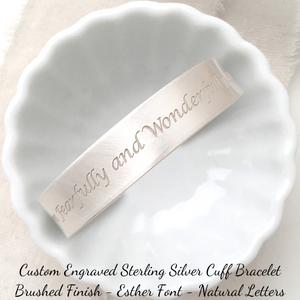Sterling Silver Custom Engraved Personalized Cuff Bracelet | 1/2" Wide