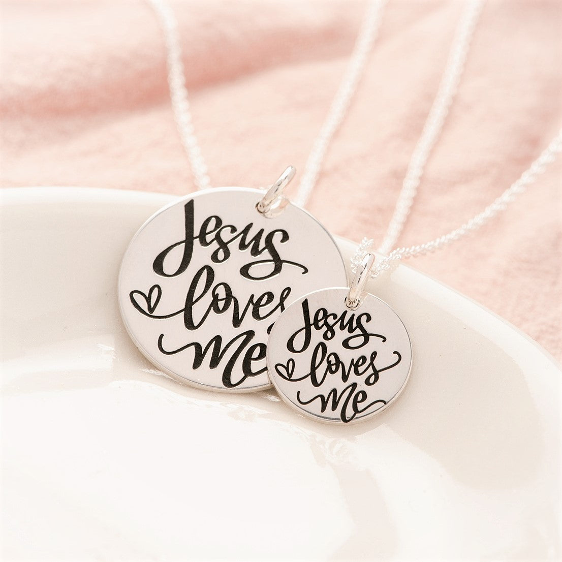 Sterling Silver Jesus Loves Me Pendant Necklace