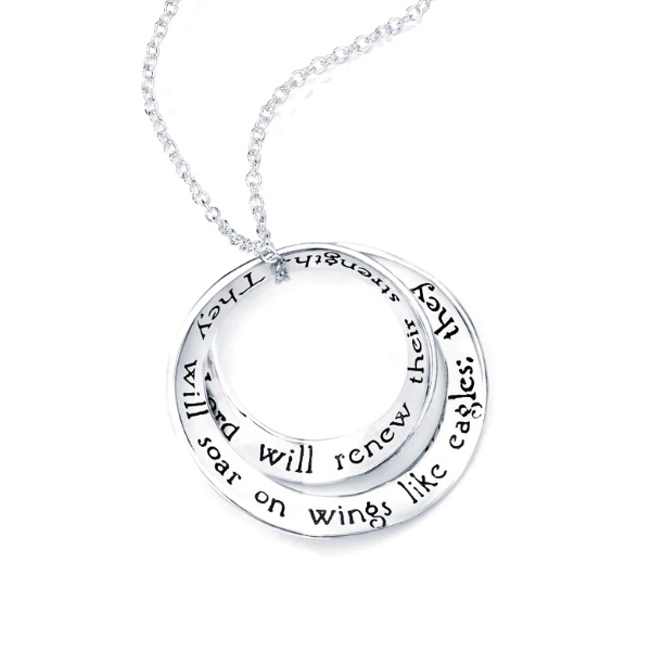 Wings Like Eagles Sterling Silver Double Mobius Twist Necklace | Isaiah 40:31