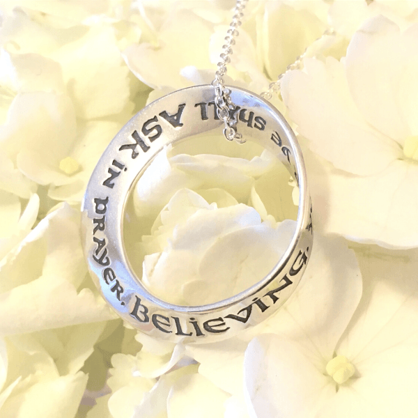 Believing Ye Shall Receive Sterling Silver Mobius Twist Necklace | Matthew 21:22