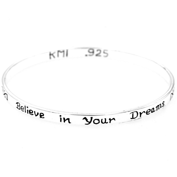 Believe in Your Dreams Sterling Silver Bangle Bracelet