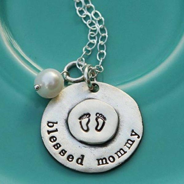 The Vintage Pearl Hand-Stamped Necklace | Blessed Mommy