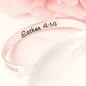 Esther 4:14 Sterling Silver Engraved Scripture Verse Cuff Bracelet