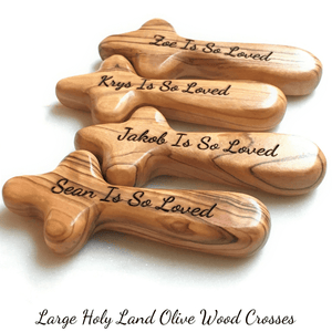 Custom Personalized Bethlehem Olive Wood Comfort Cross | Engraved Holy Land Prayer Cross