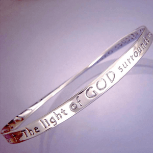 The Light of God Surrounds Me Mobius Bangle Bracelet | Sterling Silver or 14k Gold