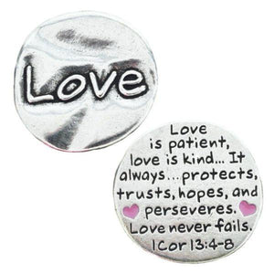Fine Pewter Scripture Verse Pocket Token | Love | 1 Corinthians 13:4-8