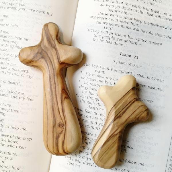 Olive Wood Comfort Cross from Bethlehem | Small or Large Holding Cross