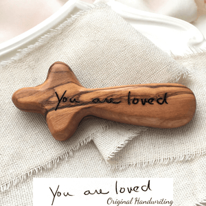 Holy Land Olive Wood Prayer Cross | Custom Personalized with Your Actual Handwriting