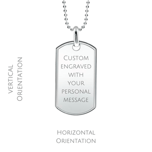 Men's Sterling Silver Custom Engraved Dog Tag Necklace | Raised Edge