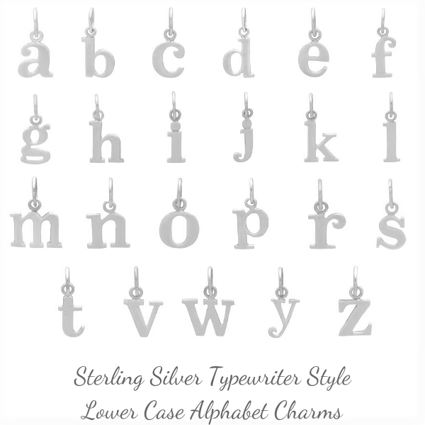Sterling Silver Initial Charms | Typewriter Alphabet Letter Charm