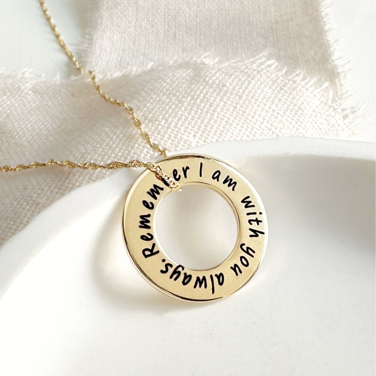 14k Gold Custom Engraved Pendant Necklace | Personalized Inscription