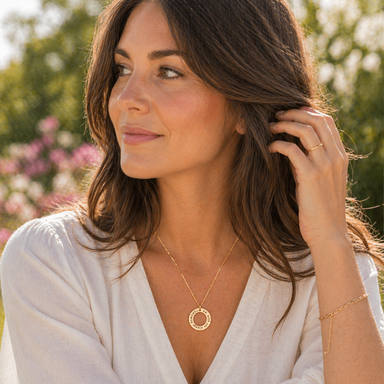 14k Gold Custom Engraved Pendant Necklace | Personalized Inscription