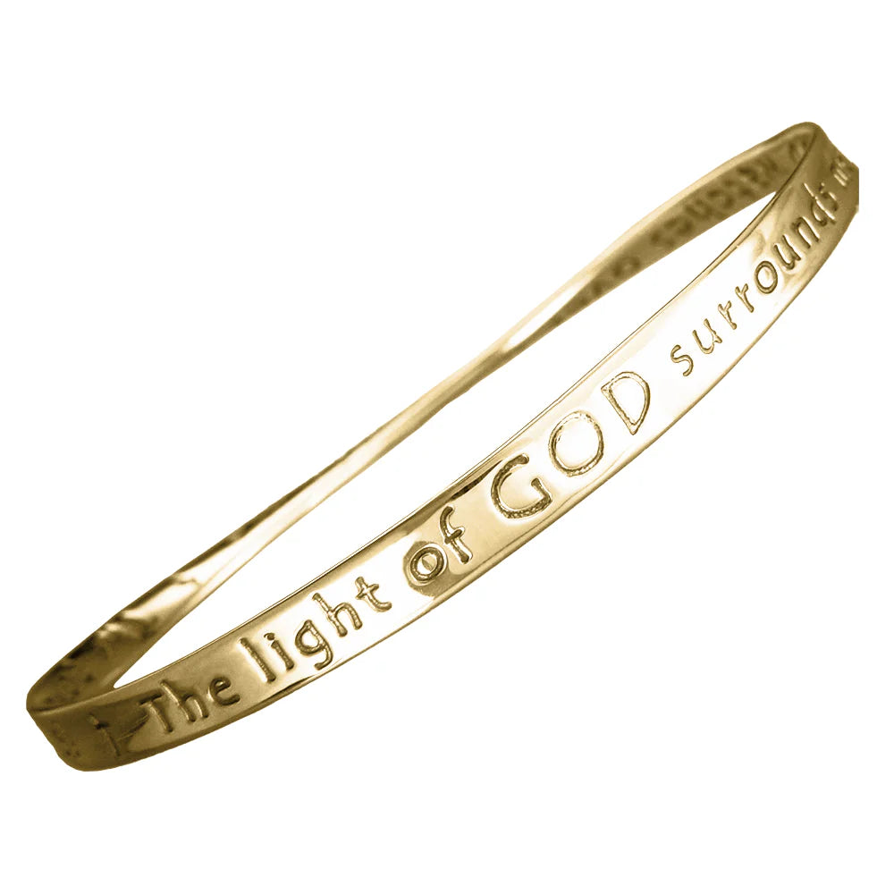 14k Gold Freeman Prayer Mobius Bangle Bracelet | The Light of God Surrounds Me