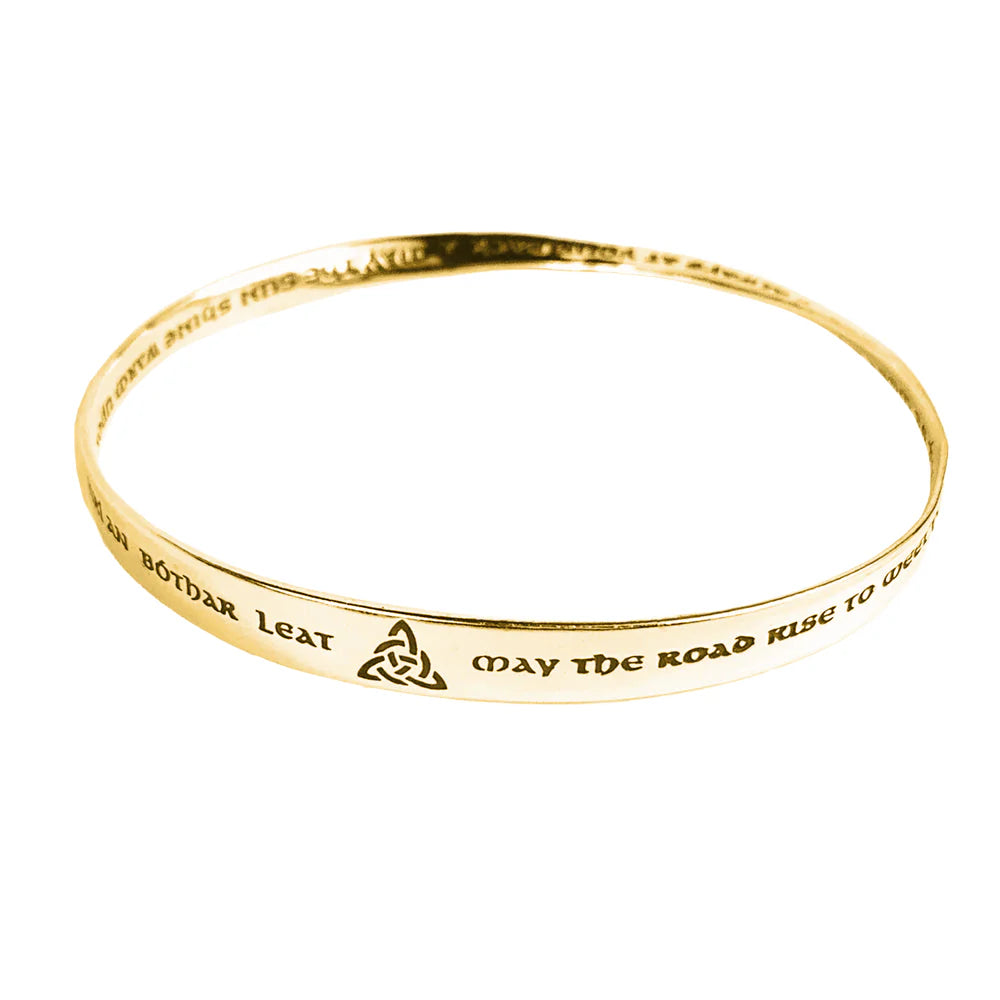14k Gold Irish Blessing Mobius Bangle Bracelet | May the Road Rise to Meet You