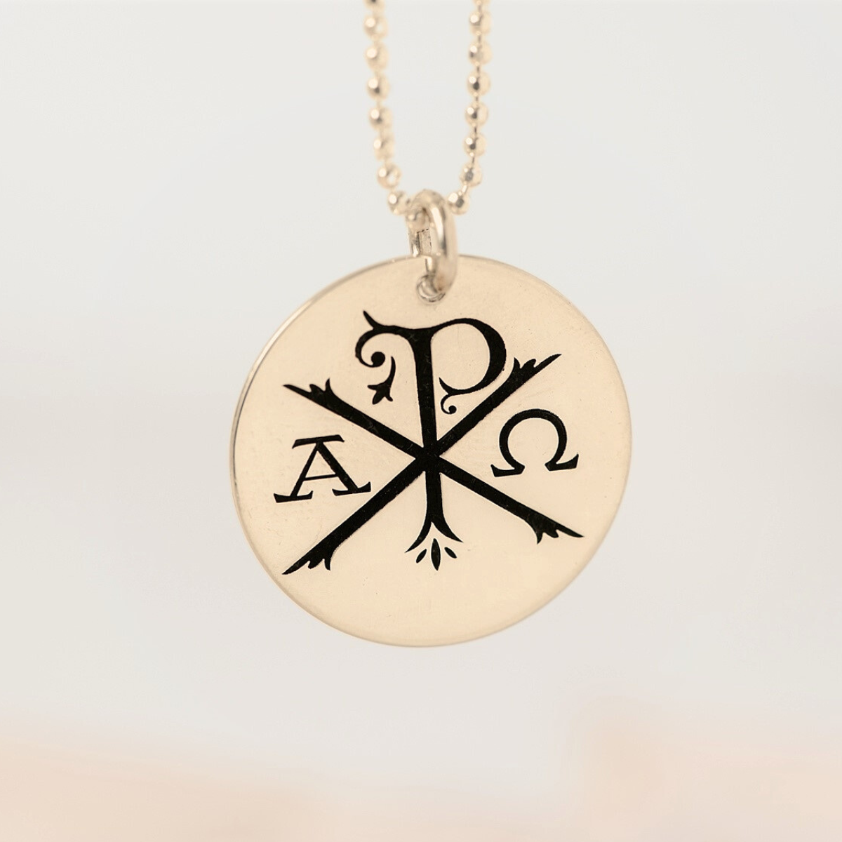 14k Gold Alpha Omega Pendant Necklace | Revelation 22:13