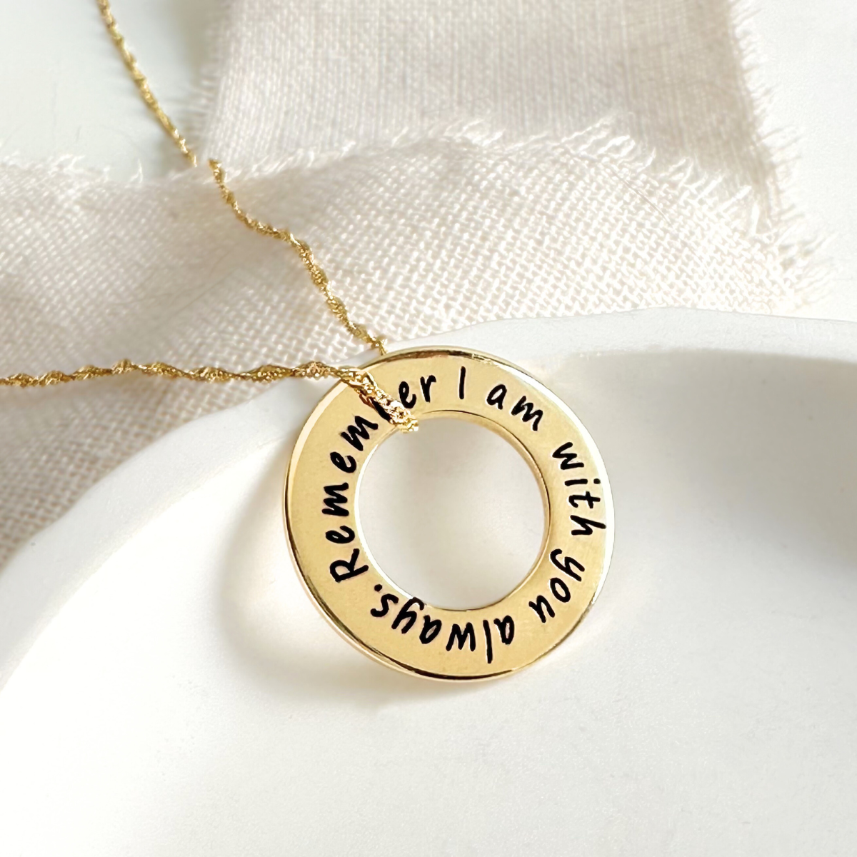 14k Gold Custom Engraved Pendant Necklace | Personalized Inscription