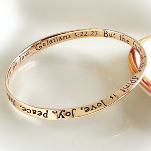 14k Gold Fruit of the Spirit Mobius Bangle Bracelet | Galatians 5:22