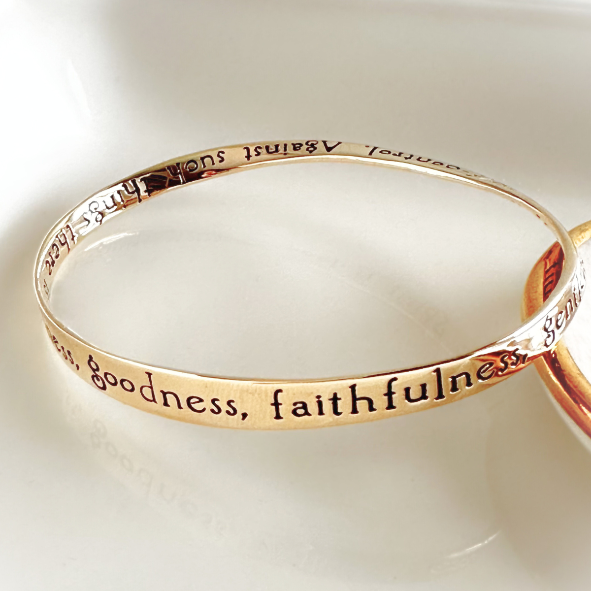 14k Gold Fruit of the Spirit Mobius Bangle Bracelet | Galatians 5:22