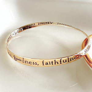 14k Gold Fruit of the Spirit Mobius Bangle Bracelet | Galatians 5:22