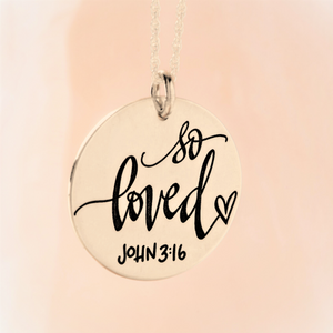 14k Gold So Loved Pendant Necklace | John 3:16