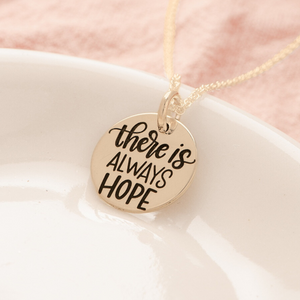 14k Gold There is Always Hope Pendant Necklace