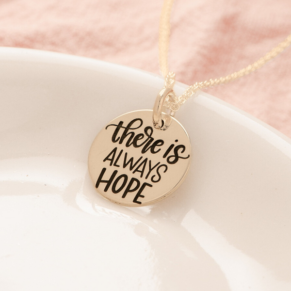 14k Gold There is Always Hope Pendant Necklace - Clothed with Truth