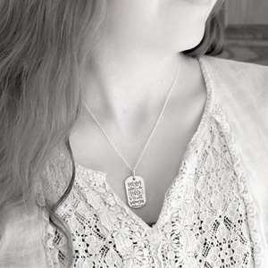 Sterling Silver Dog Tag Pendant Necklace | Psalm 55:22 | Cast Your Cares