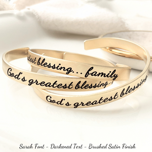 Gold Brass Custom Engraved Personalized Cuff Bracelet | 1/4" Wide
