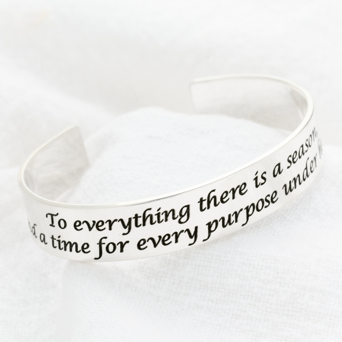 Ecclesiastes 3:1 Engraved Cuff Bracelet | To Everything There is a Season | Sterling Silver or 14k Gold