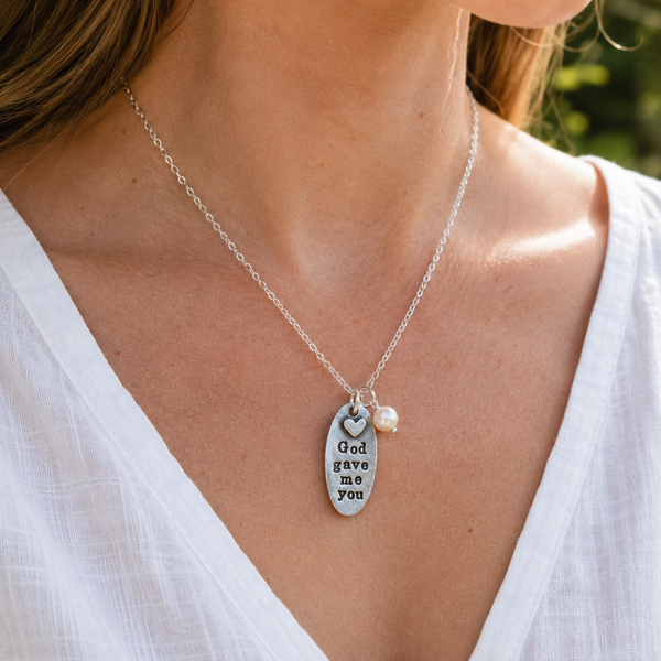 God Gave Me You Fine Pewter Pendant Necklace | The Vintage Pearl