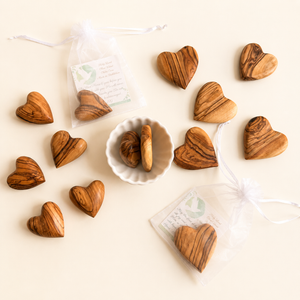 Holy Land Olive Wood Hearts Hand Carved in Bethlehem