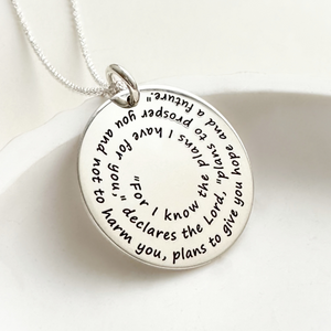 Jeremiah 29:11 Sterling Silver Spiral Pendant Necklace | For I Know the Plans I Have for You