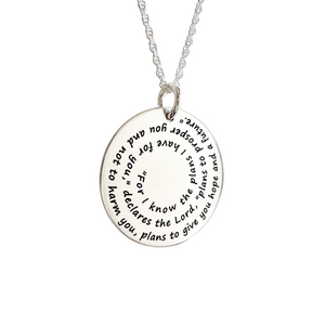 Jeremiah 29:11 Sterling Silver Spiral Pendant Necklace | For I Know the Plans I Have for You