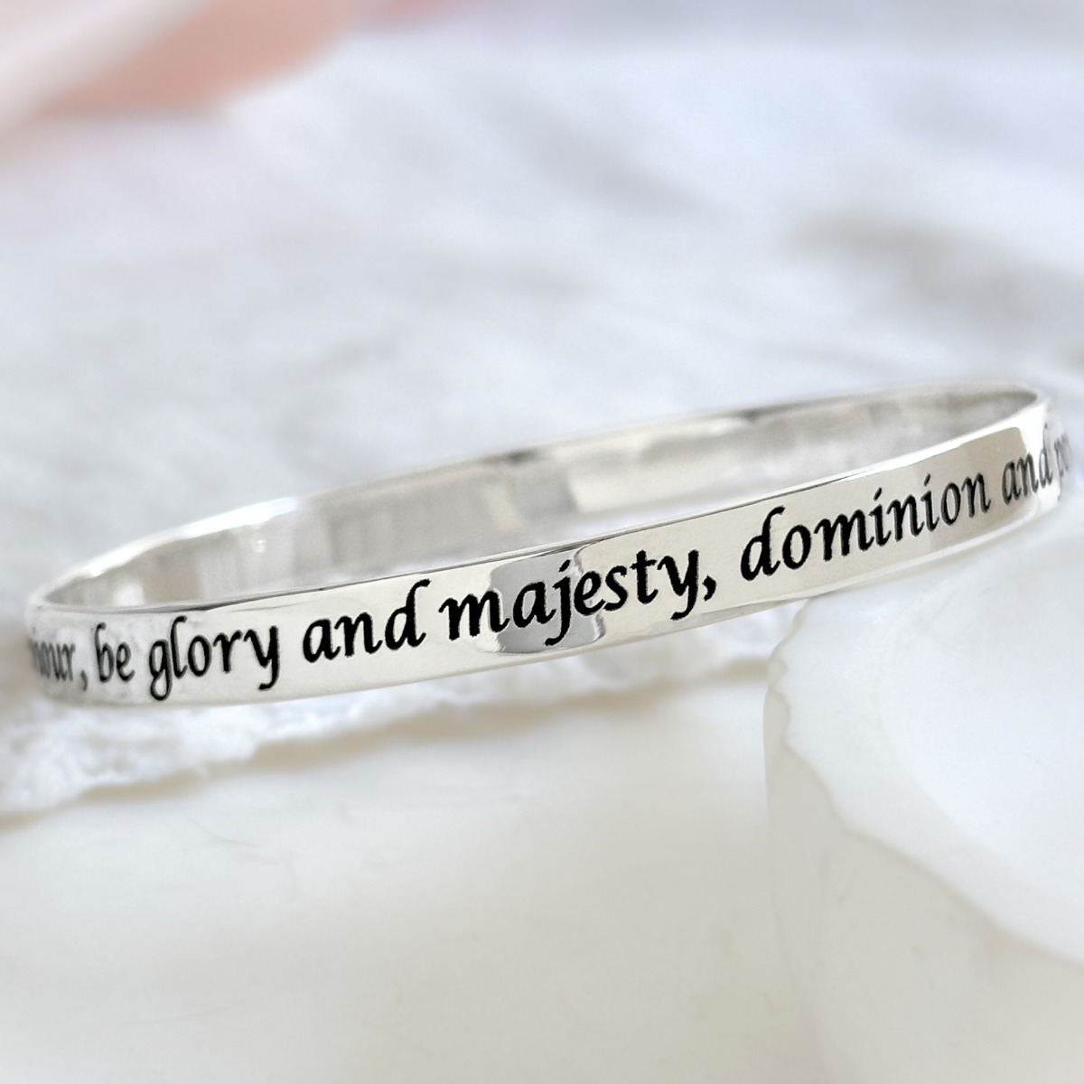 Jude 1:25 Sterling Silver Bangle Bracelet | Glory, Majesty, Dominion, -  Clothed with Truth