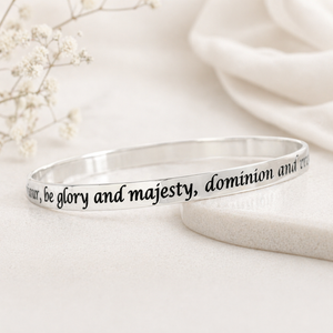 Jude 1:25 Sterling Silver Bangle Bracelet | Glory, Majesty, Dominion, and Power